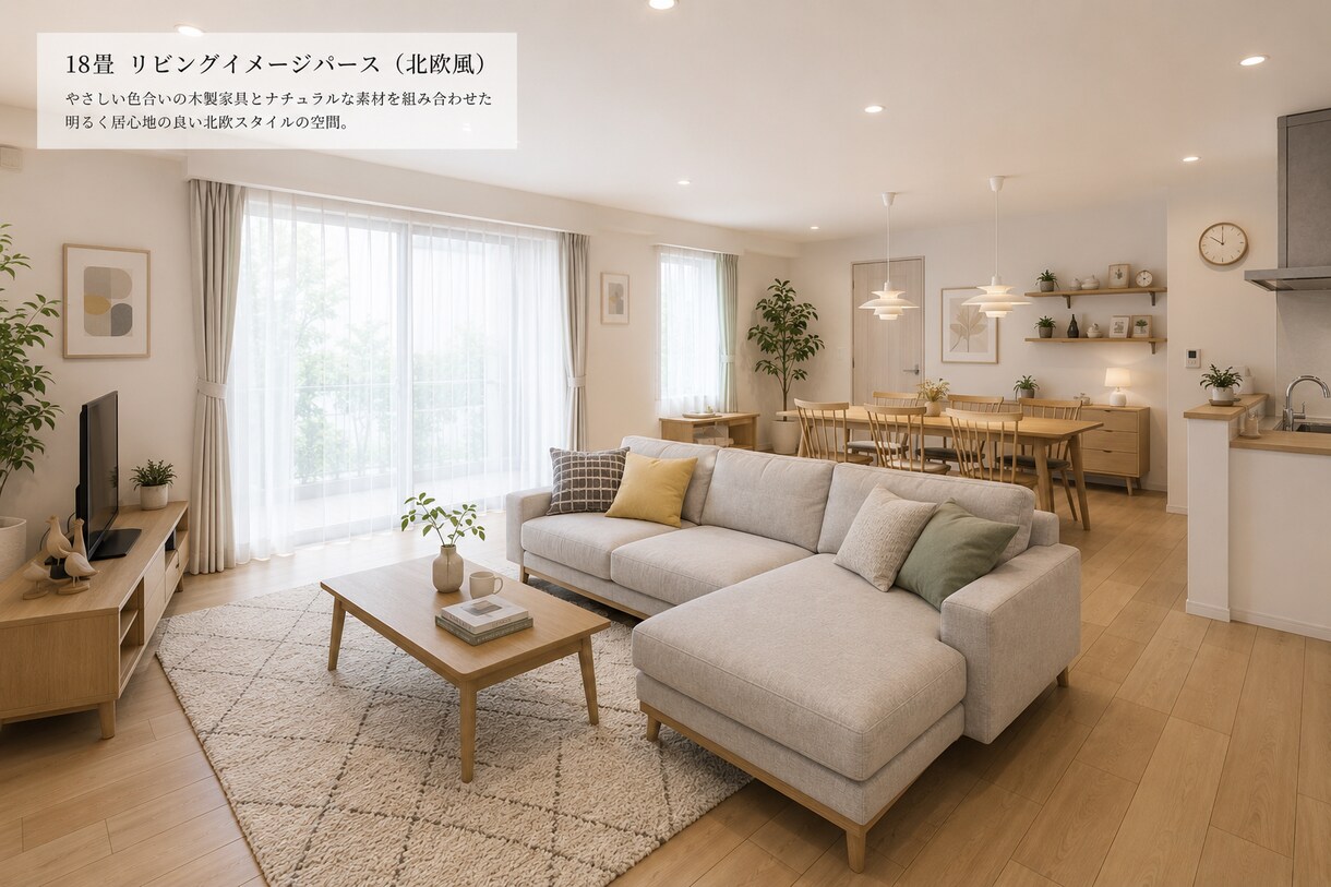 インテリアコーディネーターが理想の部屋を提案します LDK＋2R 3Dパース 25000円 家具選定・レイアウト イメージ3