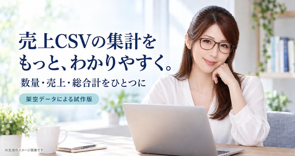 売上CSVの集計を自動化します 1種類のCSVから商品別数量・売上を自動集計 イメージ1