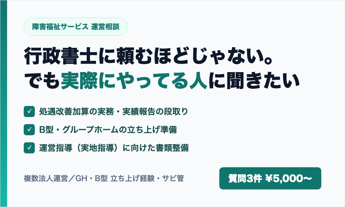 B型・GHのAI活用先を1つ診断します 現役サビ管が「AIに任せる/人が確認する」を仕分けます イメージ1