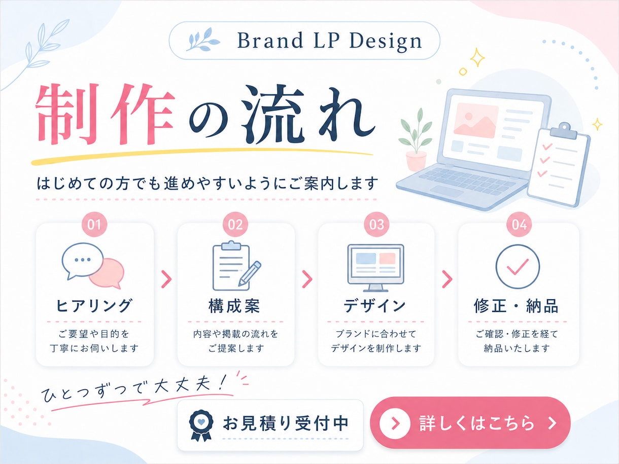ブランド世界観を伝えるLPホームページを制作します 世界観・導線・文章まで整えた1ページLPを制作します イメージ4
