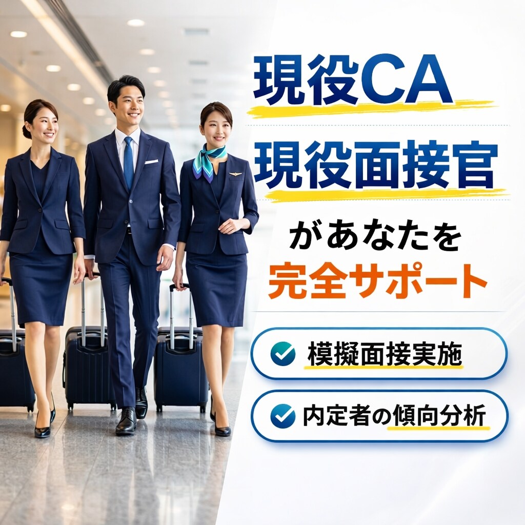 現役面接官、現CAが丁寧に模擬面接&ES添削します 現役面接官が徹底サポート｜客室乗務員・エアライン面接対策 イメージ1
