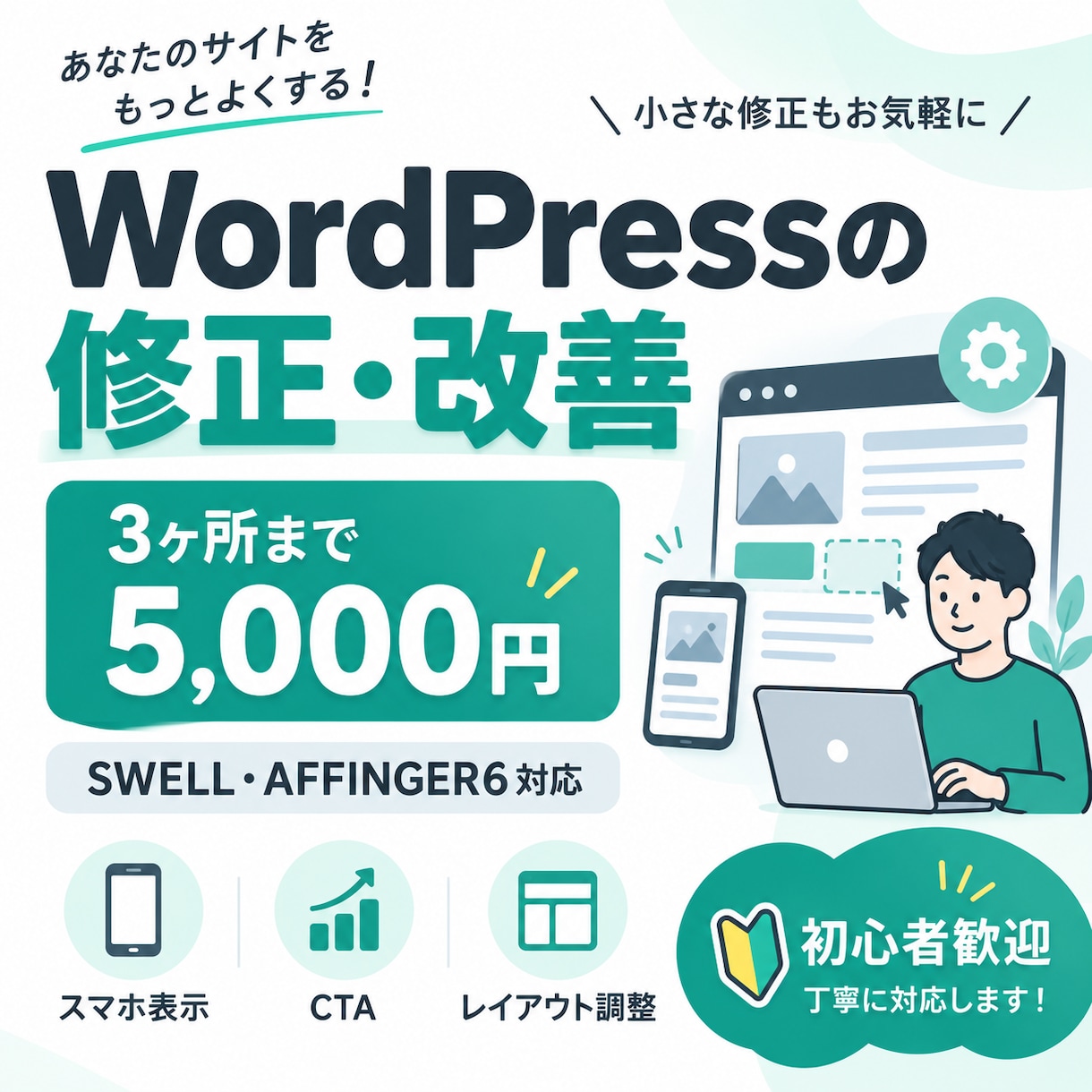 WordPressの気になる3ヶ所を修正します 初心者歓迎｜SWELL・AFFINGER6にも対応 イメージ1