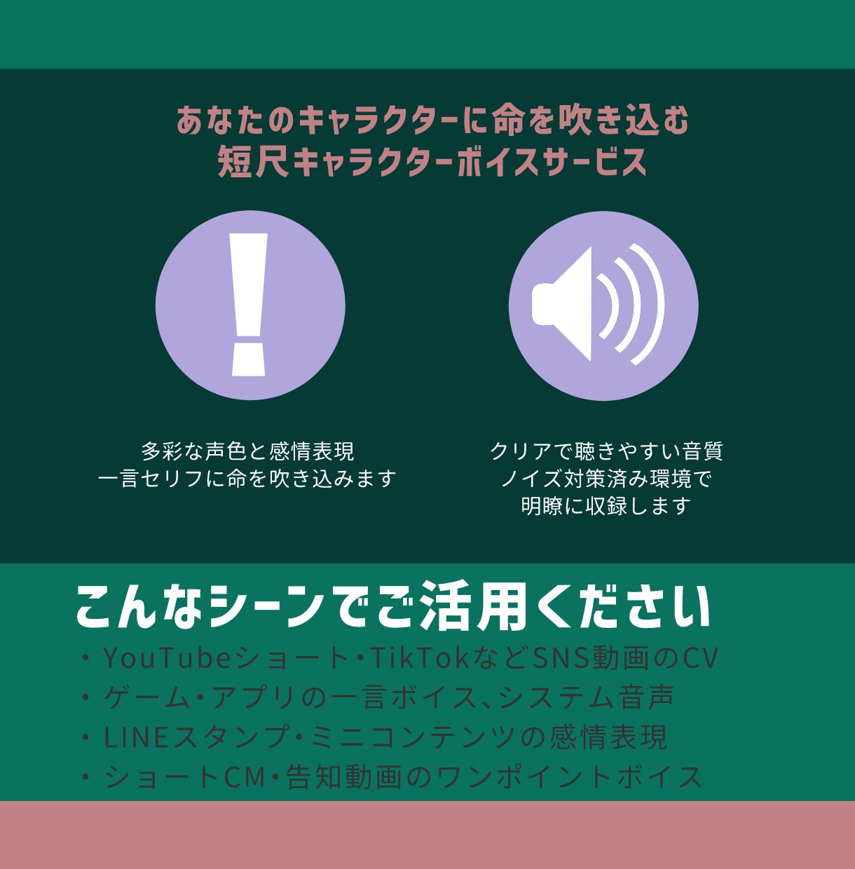 SNS・動画向け短尺キャラクターボイス制作承ります 「おはよう！」「やったー！」ショートボイスで感情をプラス！ イメージ2