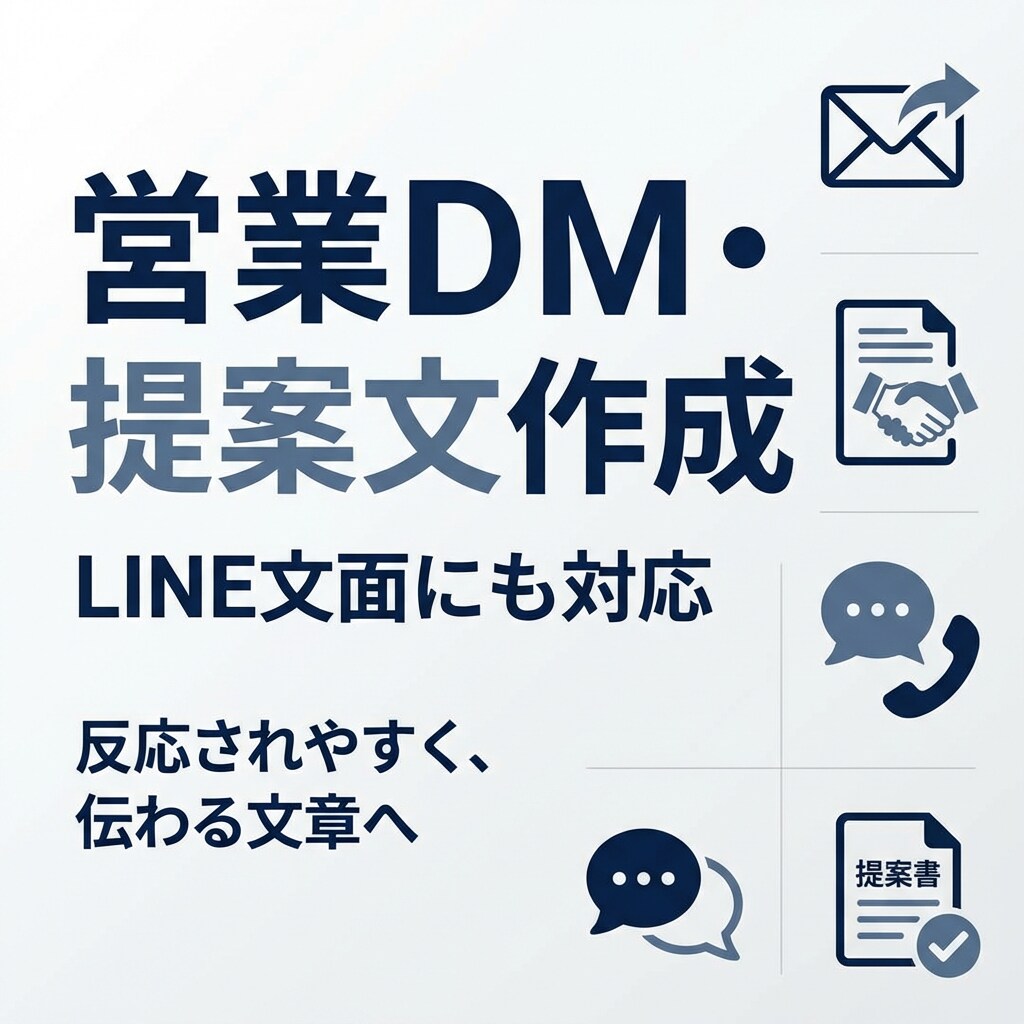 営業DM・提案文・LINE文面を作成します 反応されやすく、伝わりやすい営業文面を丁寧に作成します イメージ1