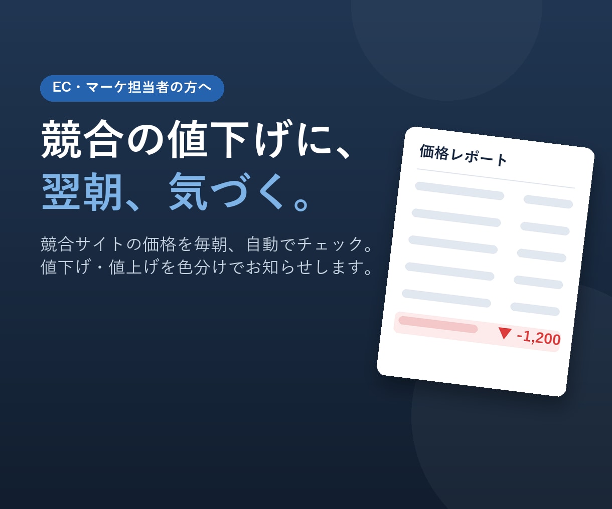 競合サイトの価格を毎朝自動でチェックします 買切だから月額0円。価格変動を色分け表示 イメージ1