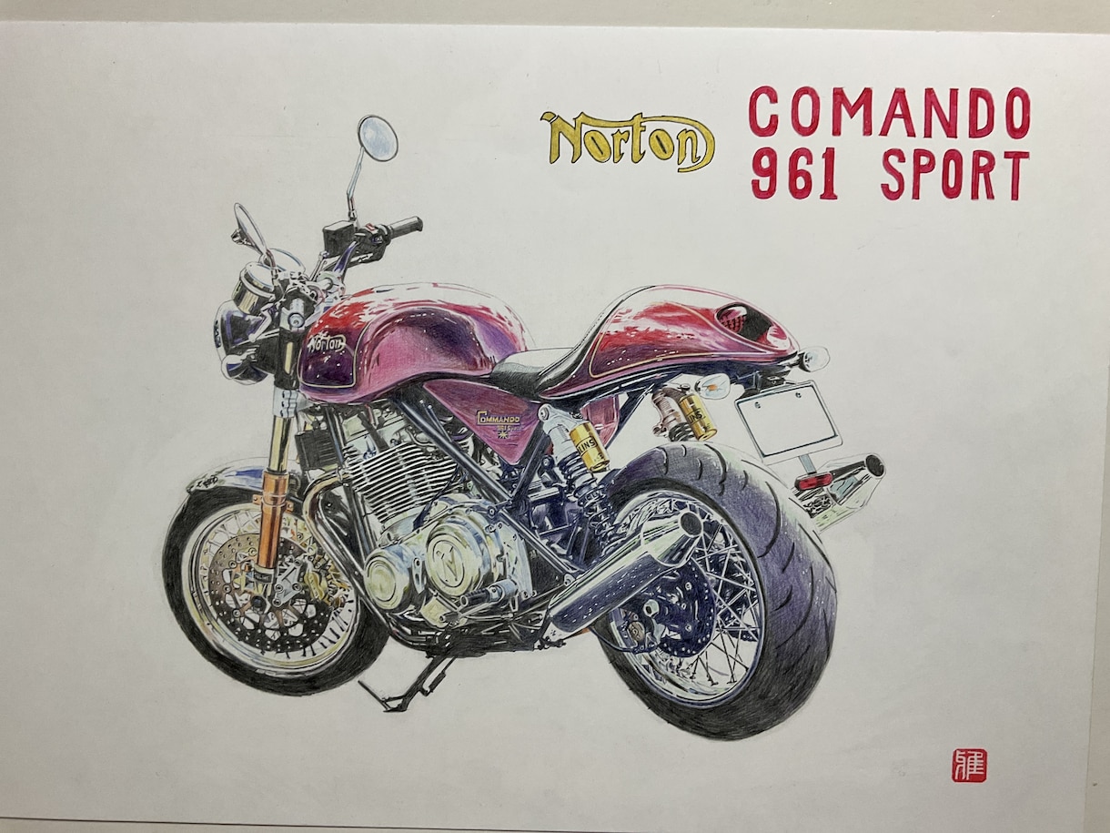 写真から車、バイクのリアルなイラスト描きます Ｂ４サイズのケント紙に色鉛筆で描きます。 イメージ8