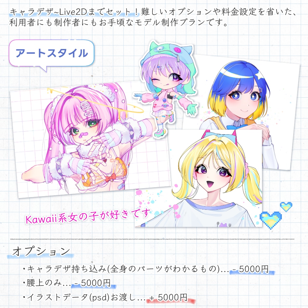 キャラデ~Live2Dまで！Vtuber制作します 難しいこと一切ナシ！価格もやりとりもお手軽なモデル制作 イメージ2