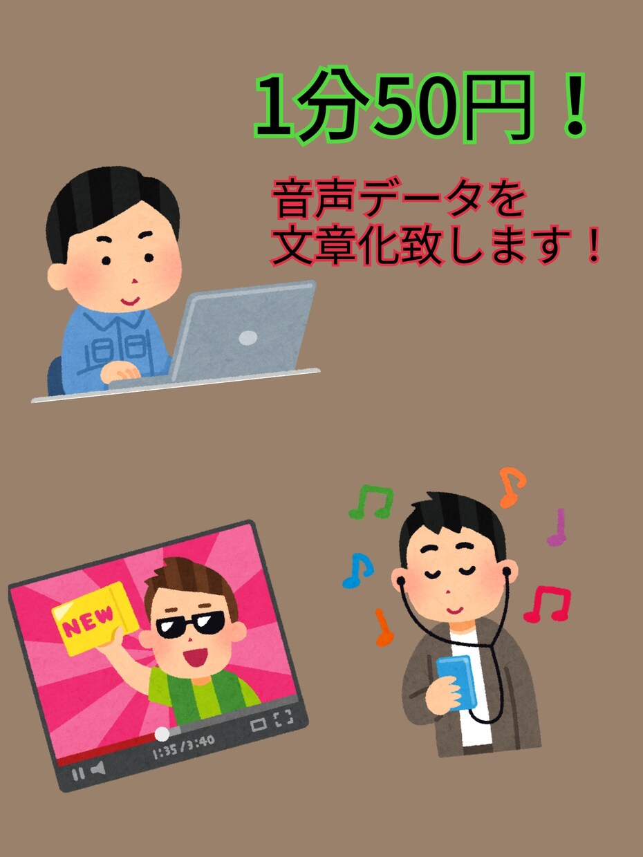 最短即日！1分75円から文字起こし承ります YouTube・会議・インタビューの音声データを文章化します イメージ1