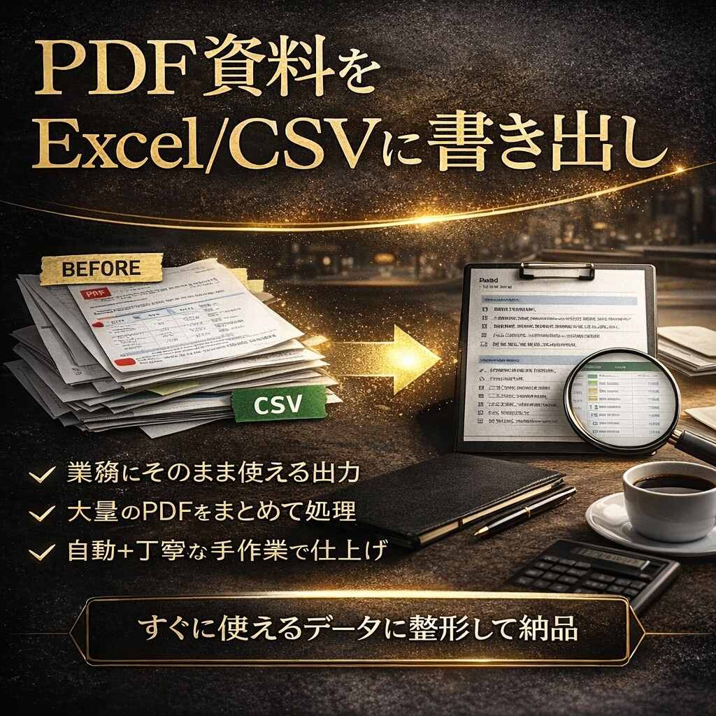 PDF資料をExcel/CSVに書き出します 手修正込・そのまま使える状態で納品｜帳票・報告書・契約書対応 イメージ1