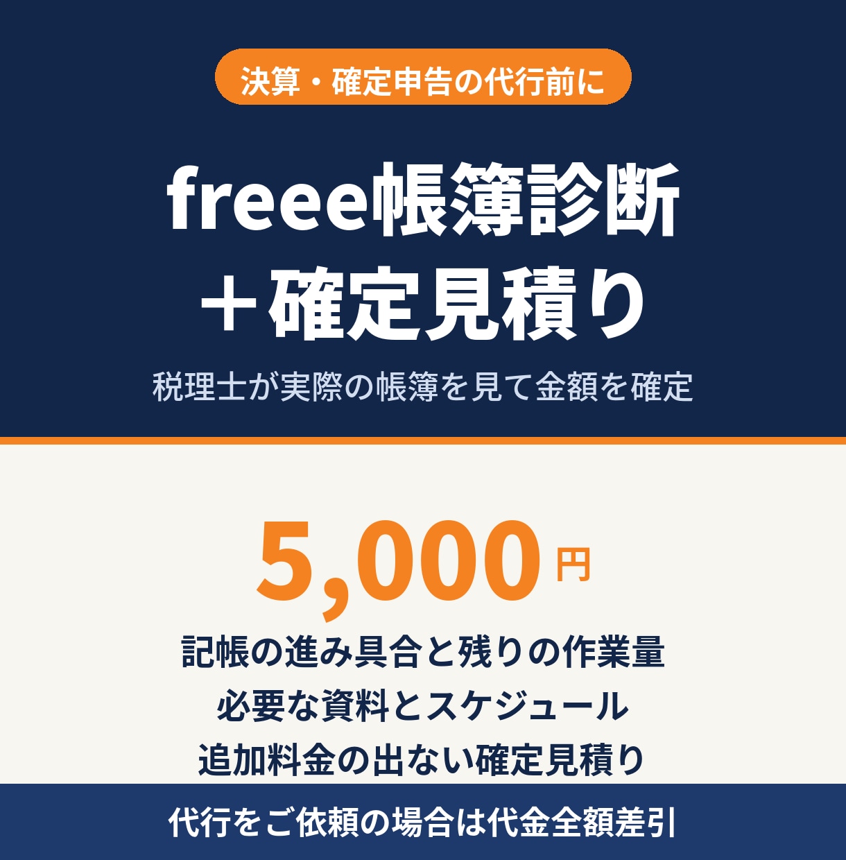 税理士がfreee帳簿を診断し確定見積りを出します 決算・確定申告の代行前に｜ご依頼時は代金全額差引 イメージ1