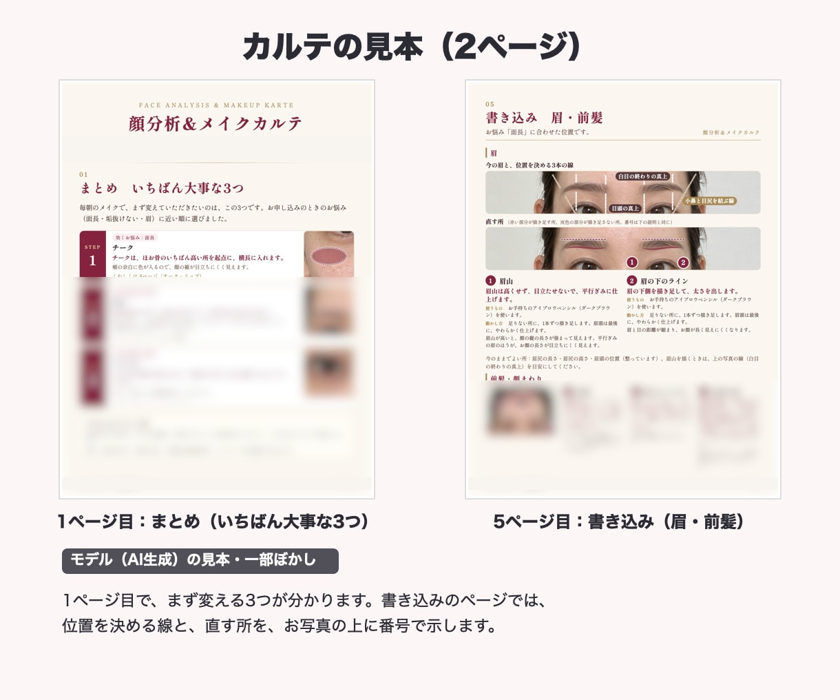 似合うメイクが分かる、あなた専用カルテを作ります 眉・前髪・チークの位置を写真に書き込み｜3日以内 イメージ8