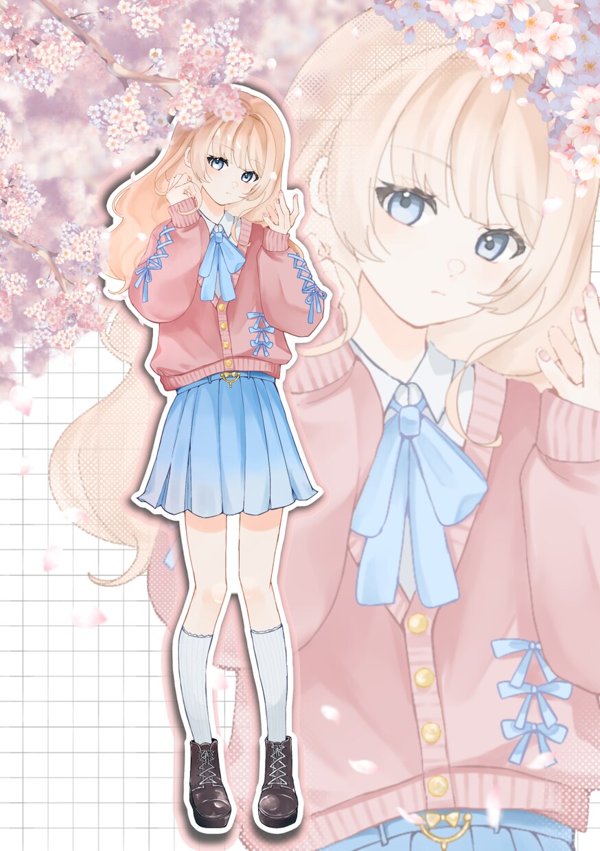 商用利用OK桜と春服量産イラスト描きます 早期購入でバストアップトリミング加工イラストが付いてきます! イメージ5