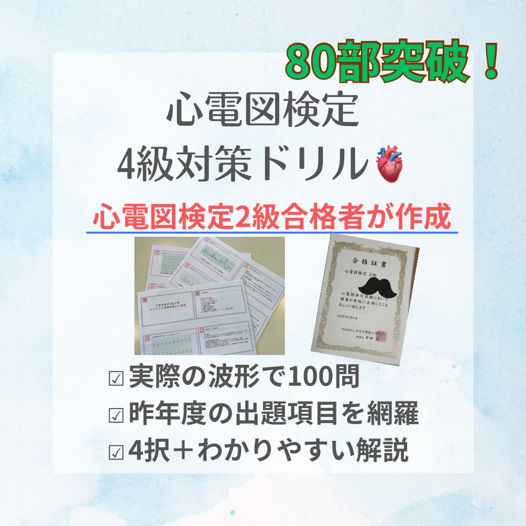 心電図検定4級対策問題をお渡しします 循環器病棟で働く現役看護師ですが作成！ イメージ1