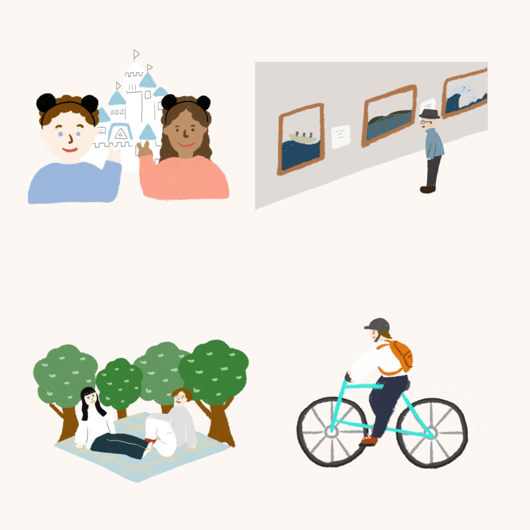 イラスト4点セット　やさしいタッチの挿絵を描きます 雑誌やマップ、WEBなどにお使いください イメージ1