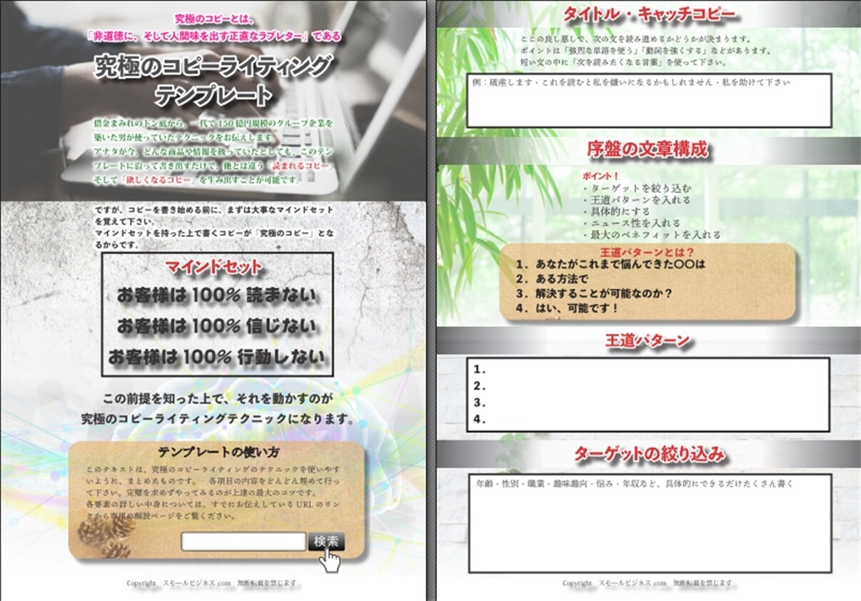 究極のコピーライティングのテンプレートを渡します 業界で稼いだビリオネアが教えるノウハウです イメージ1