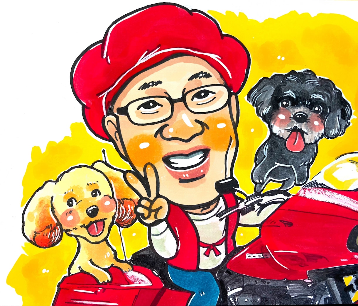 お気に入りのバイクと似顔絵描きます 貴方のお気に入りのバイクとあなたの似顔絵を描きます！ イメージ2