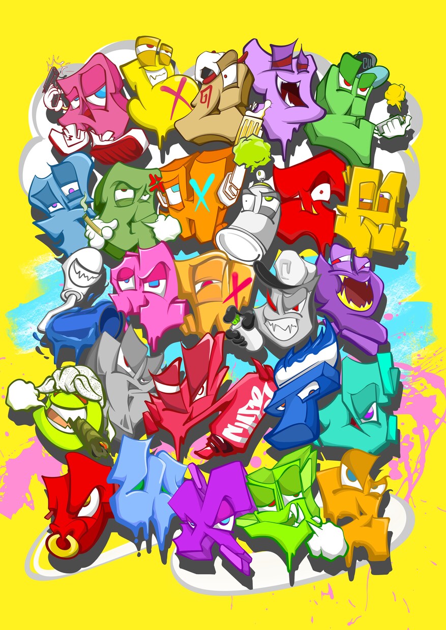 ユニークなアルファベットのキャラクター描きます お好きなアルファベットをキャラクターにします！漢字対応可能！ イメージ4