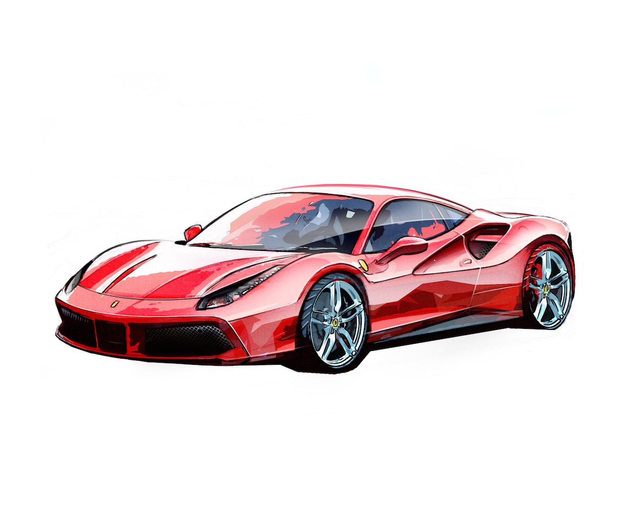 自動車イラスト作成します カーデザイン、カースケッチ、レンダリング風スケッチです イメージ2