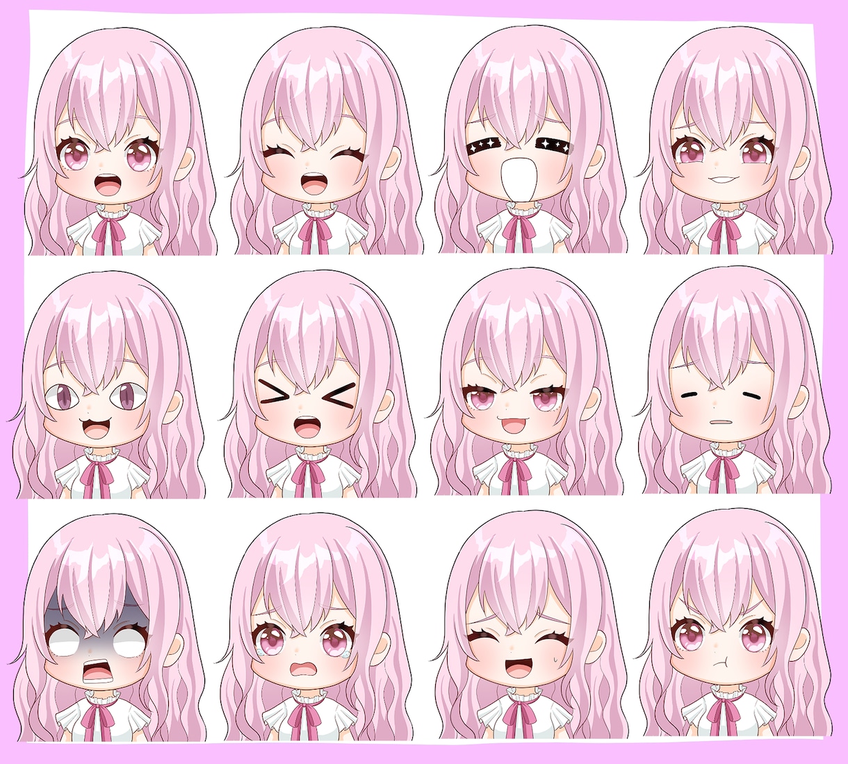 商用利用無料！かわいいミニキャラのイラスト描きます 表情差分ポーズ差分、キャラデザあります！動画内イラストにも！ イメージ6