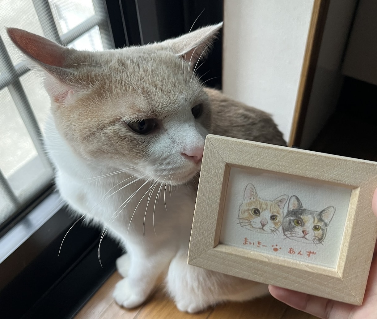 可愛いミニサイズのペット似顔絵お描きします 記念日やプレゼントとして人気【額縁・名入れ付き】送料込み イメージ9