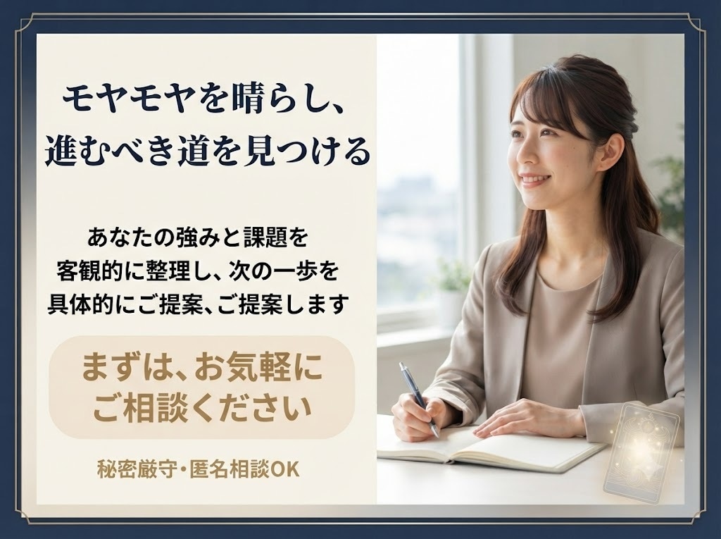 辞めるべきか残るべきか。構造分析と鑑定します 「このままでいいの？」悩みを客観的に整理し次の一歩を導きます イメージ2