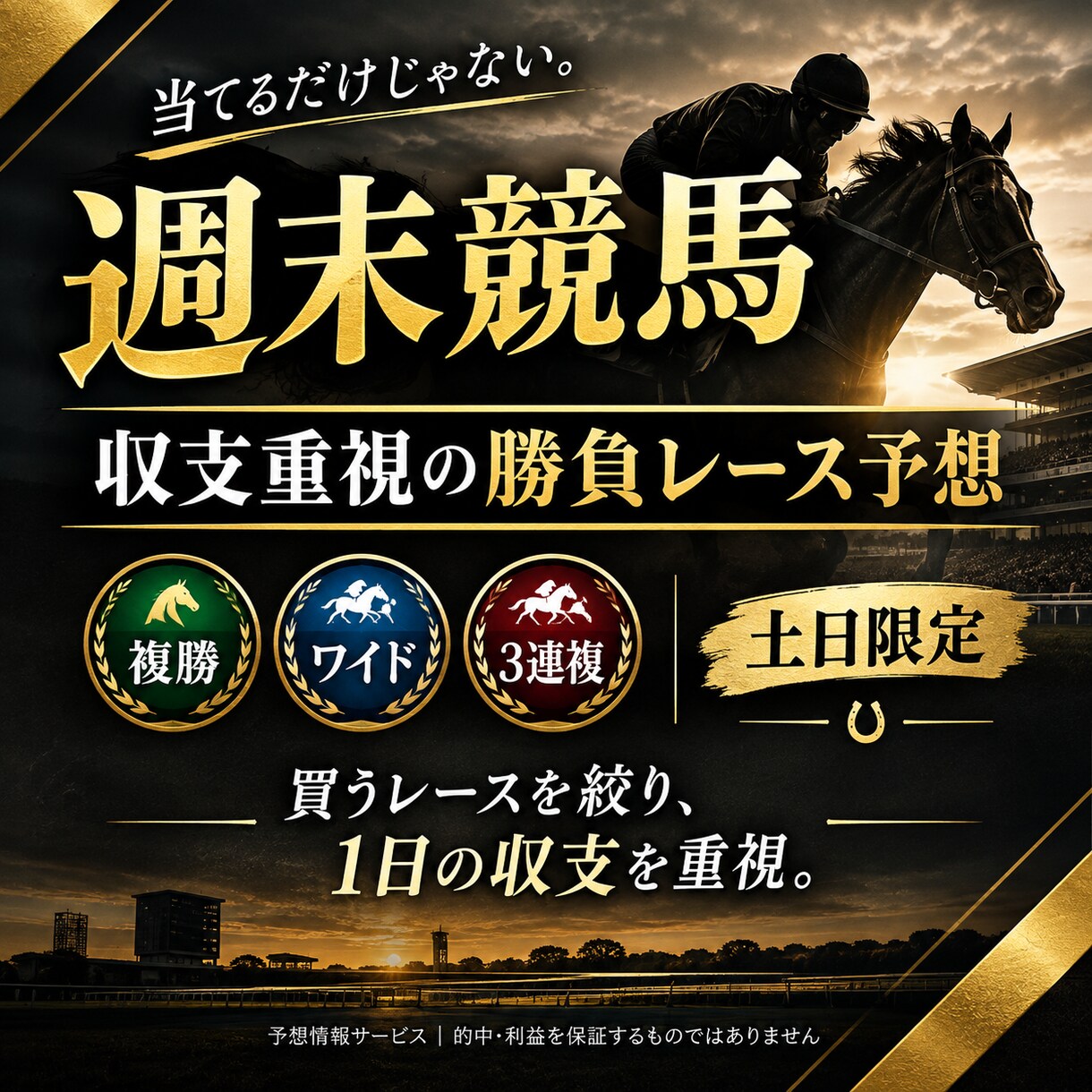 週末競馬｜収支重視の勝負レース予想します 「当てる」だけじゃない1日のトータル収支を重視した競馬予想 イメージ1