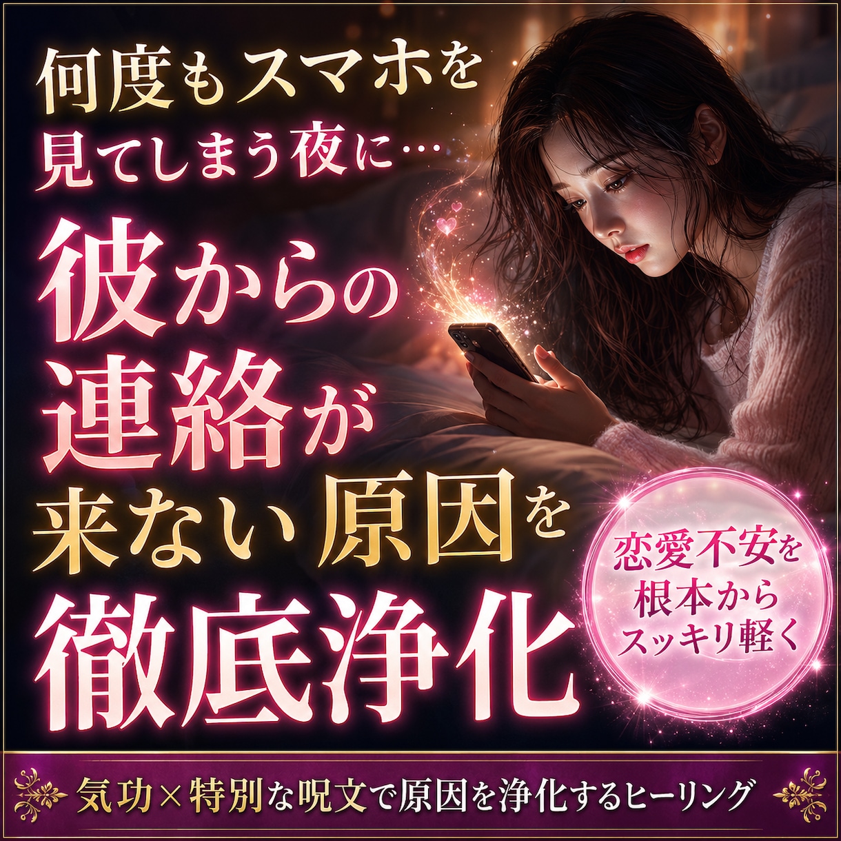 彼から連絡が来ない不安を浄化します 考えすぎて苦しい心を優しく整えます イメージ1