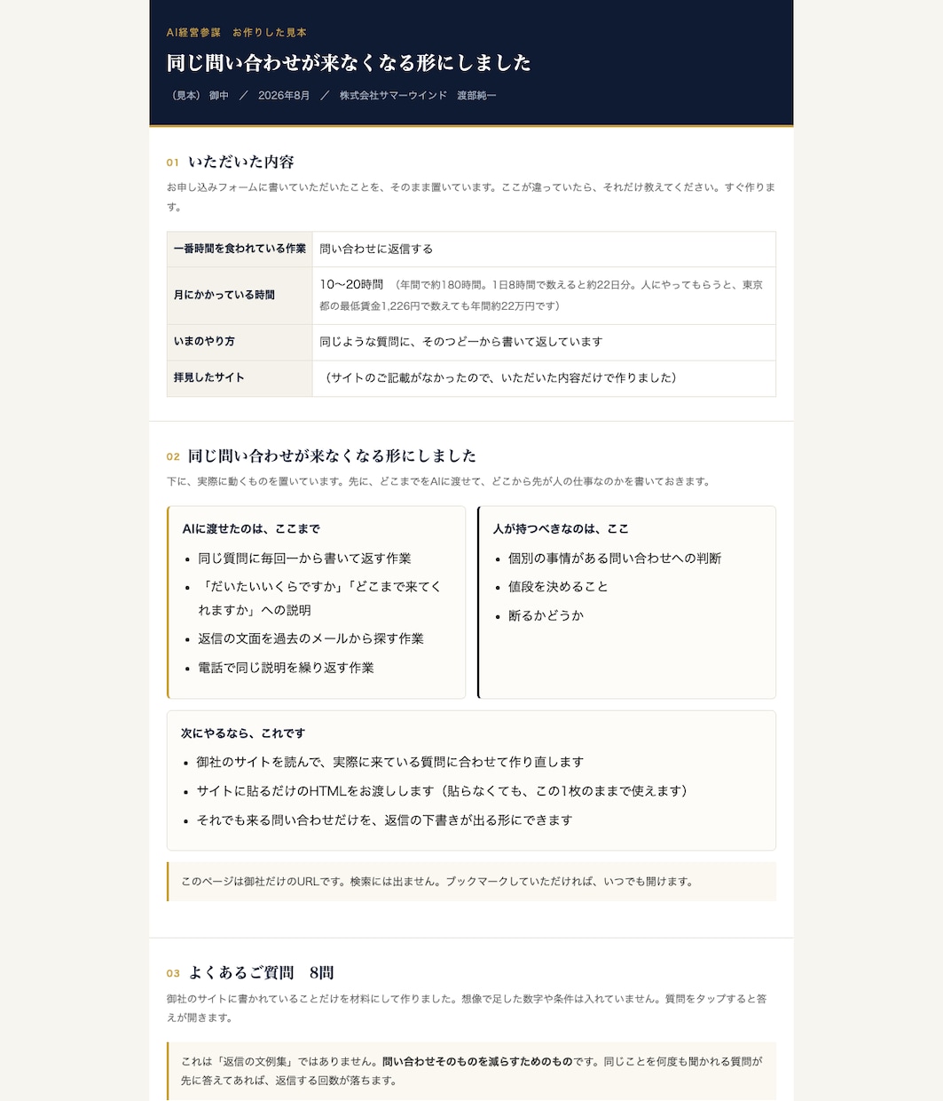事務作業を1つAIで自動化し、2日でお渡しします 診断も講義もしません。2日後に動くものが届きます イメージ2