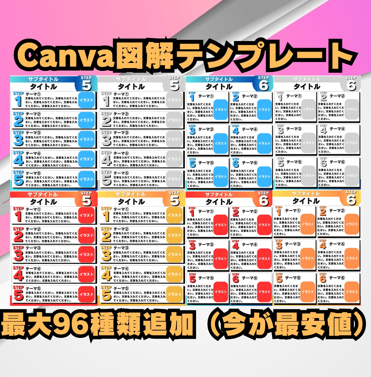 SNSで使えるCanva図解テンプレート販売します 【最大96種類】プロ図解が3分で作成できる方法も同時に解説！ イメージ2