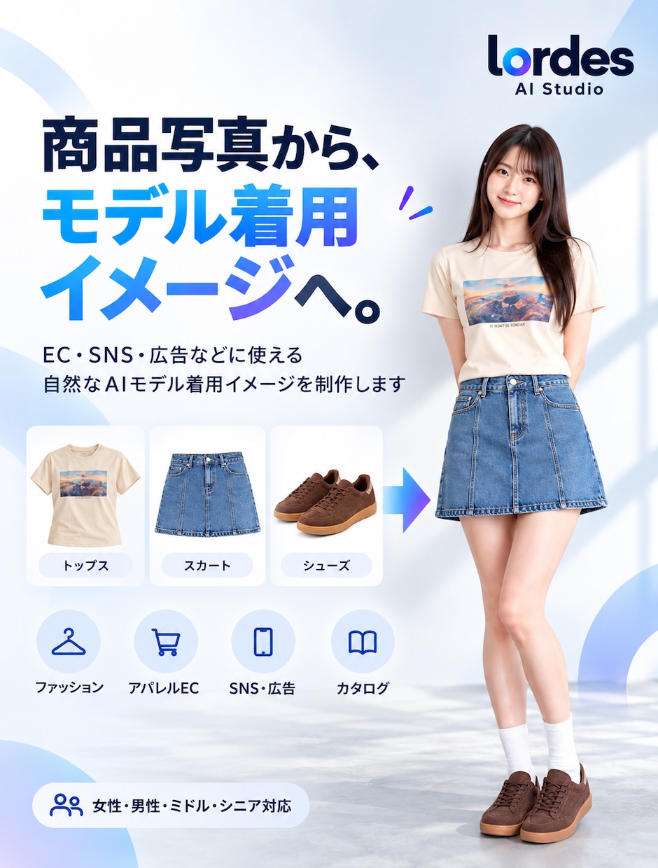 商品画像からAIモデル着用イメージを制作します 撮影なしで商品の着用イメージをわかりやすく表現 イメージ1