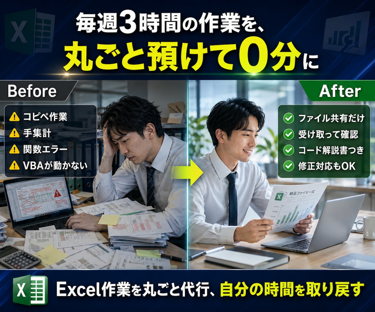 あなたのExcel作業、丸ごと引き受けます 累計200件以上の実績｜コード開示で納品後も安心｜即日〜対応 イメージ6