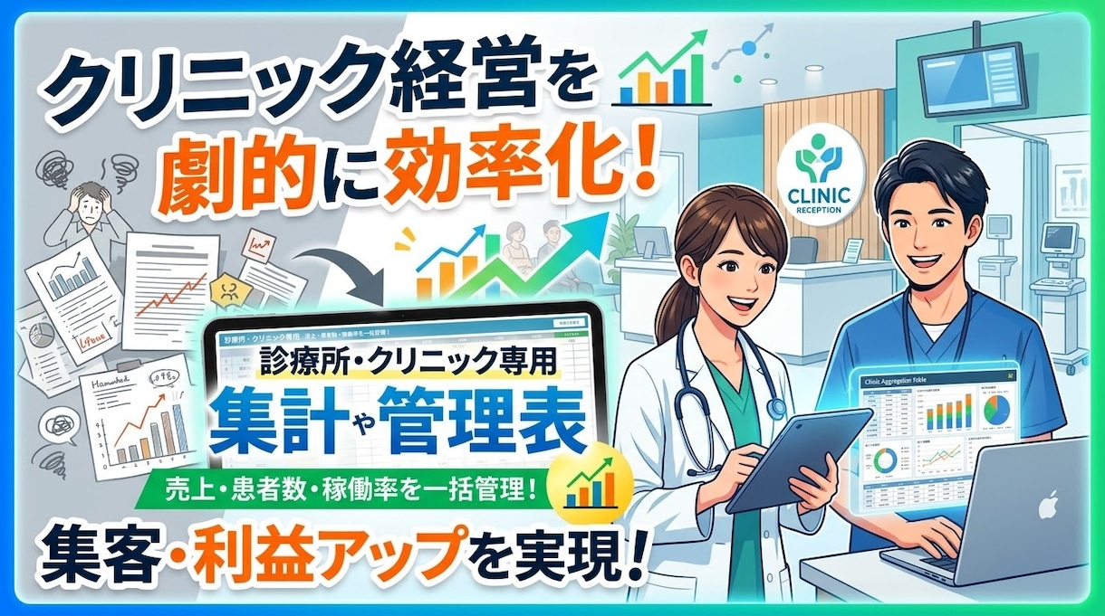 医療現場のExcel業務を効率化します 診療所・クリニックの集計や管理表を作成します イメージ1