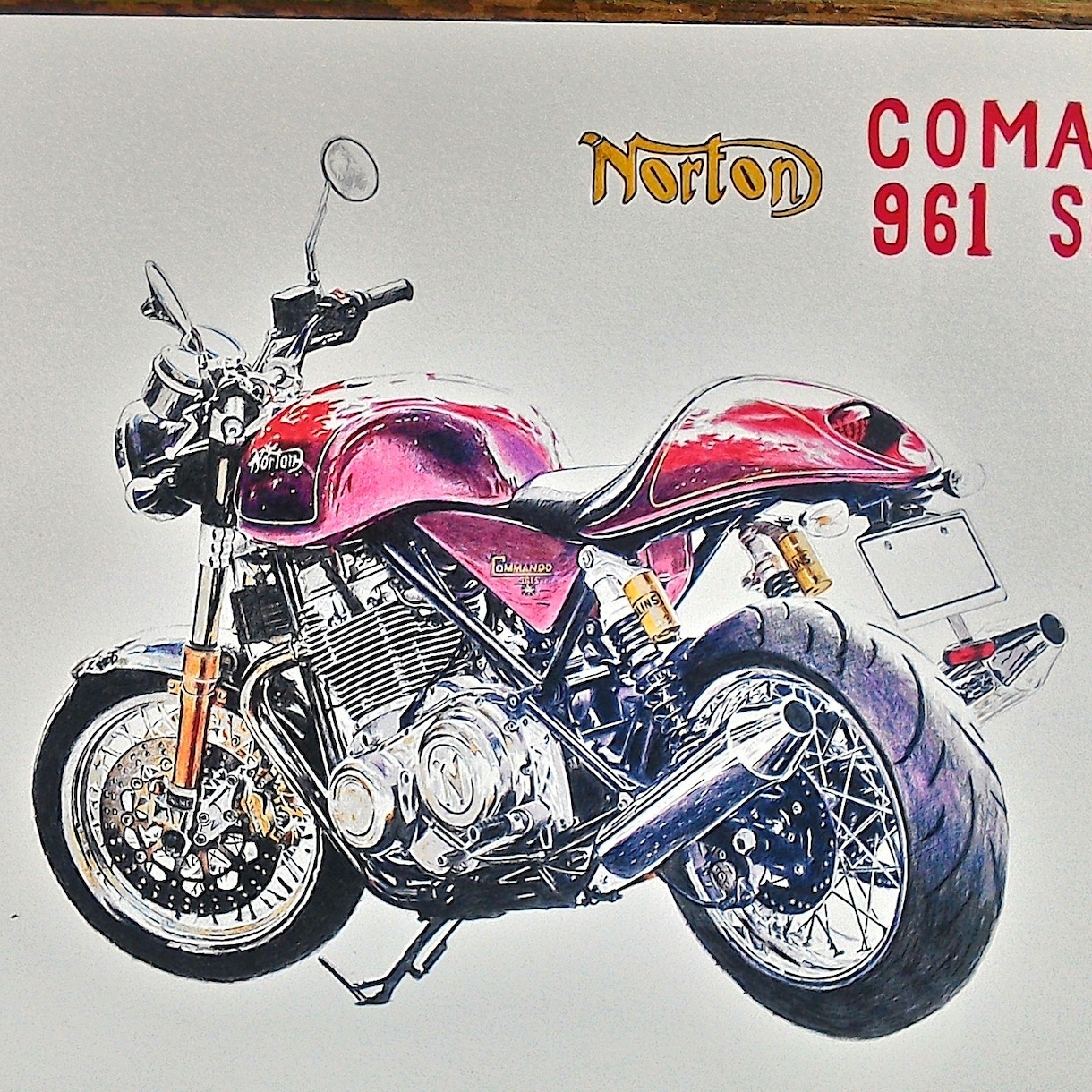 写真から車、バイクのリアルなイラストを描きます 色鉛筆で厚めのケント紙に描きます。 イメージ7