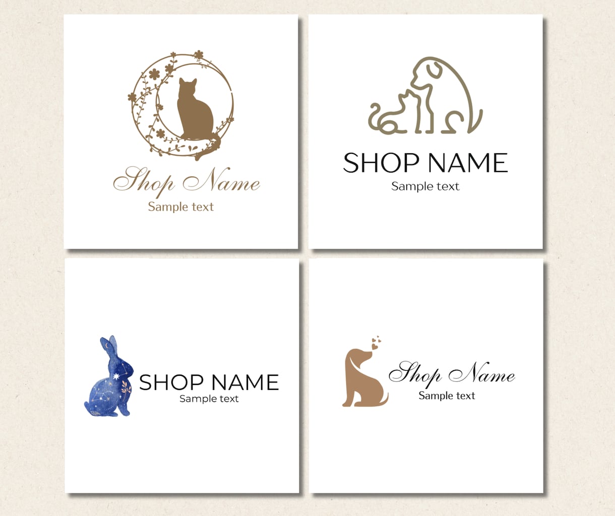 犬や猫などおしゃれな動物系ロゴデサイン制作します 数十種のサンプルから選べる♪おしゃれなアニマルデサインのロゴ イメージ1
