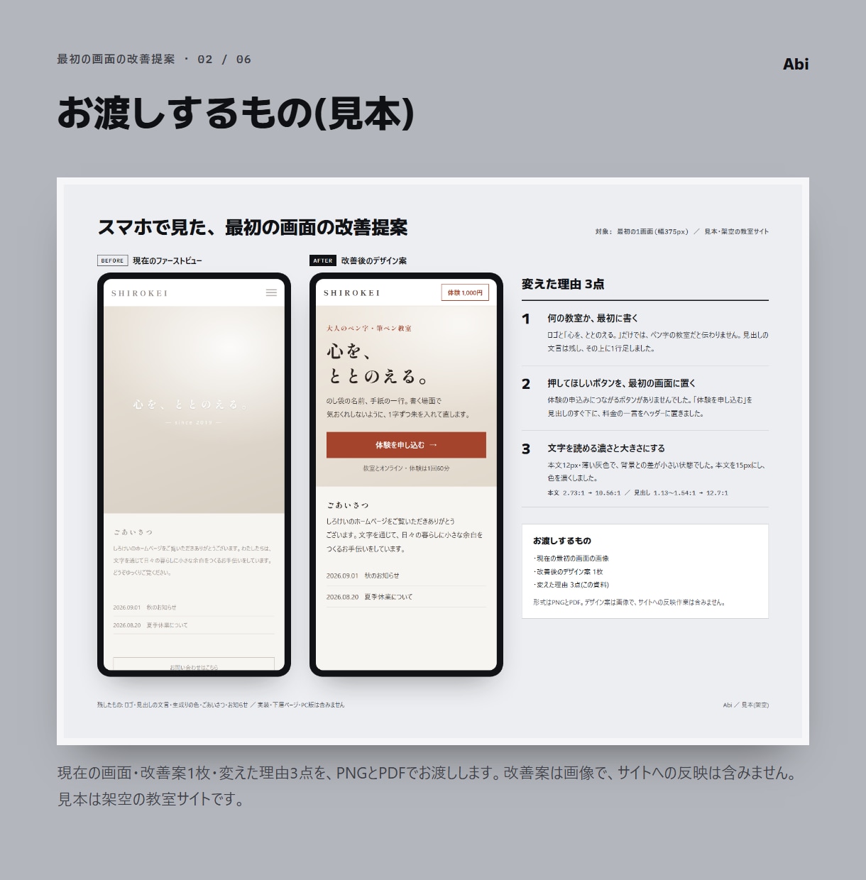 スマホで見た最初の画面を改善提案します スクショに印を付けて、直す順に5つお伝えします イメージ2
