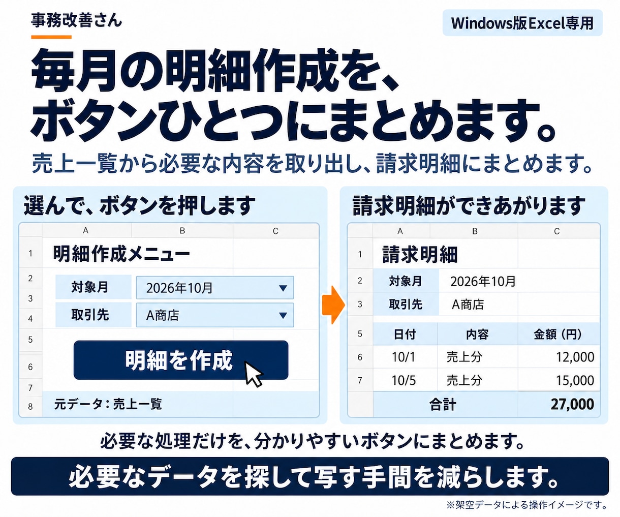 Excelの入力・転記・集計を改善・自動化します 何を頼めばいいか分からなくても、今の作業からご相談ください イメージ4