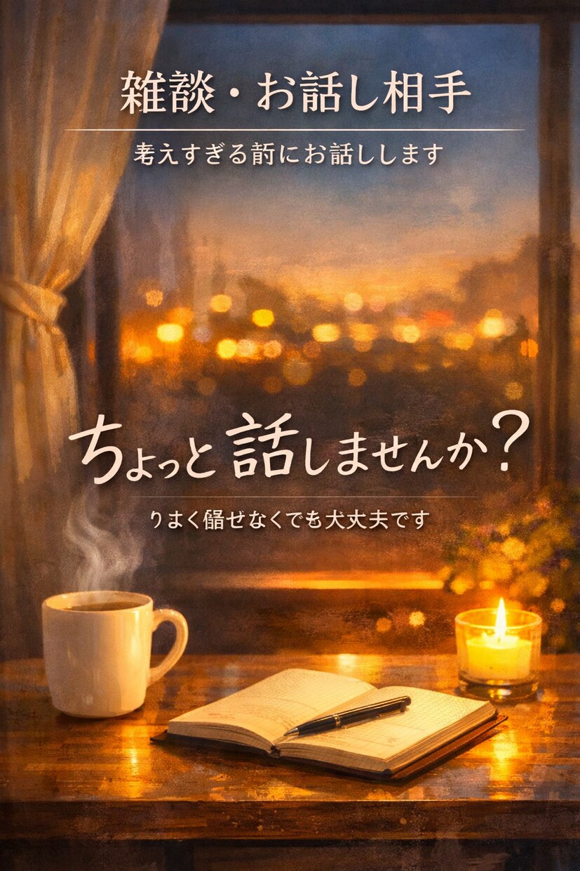雑談・お話し相手｜考えすぎる前に話します 相談未満でもOK／お気軽にどうぞ イメージ1
