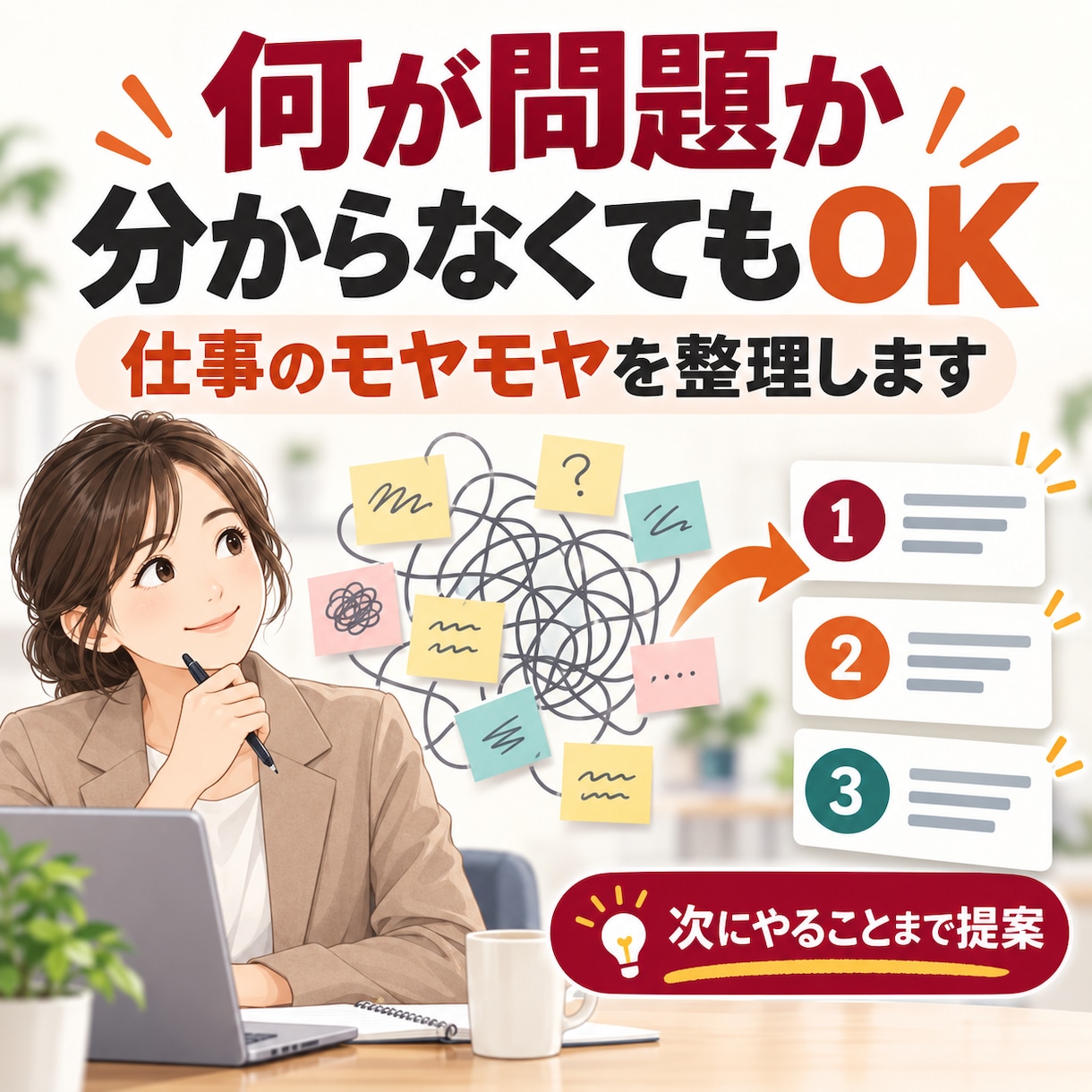 仕事の困りごとを整理し次の一手を提案します Excelか業務手順か分からない段階でも大丈夫です イメージ1