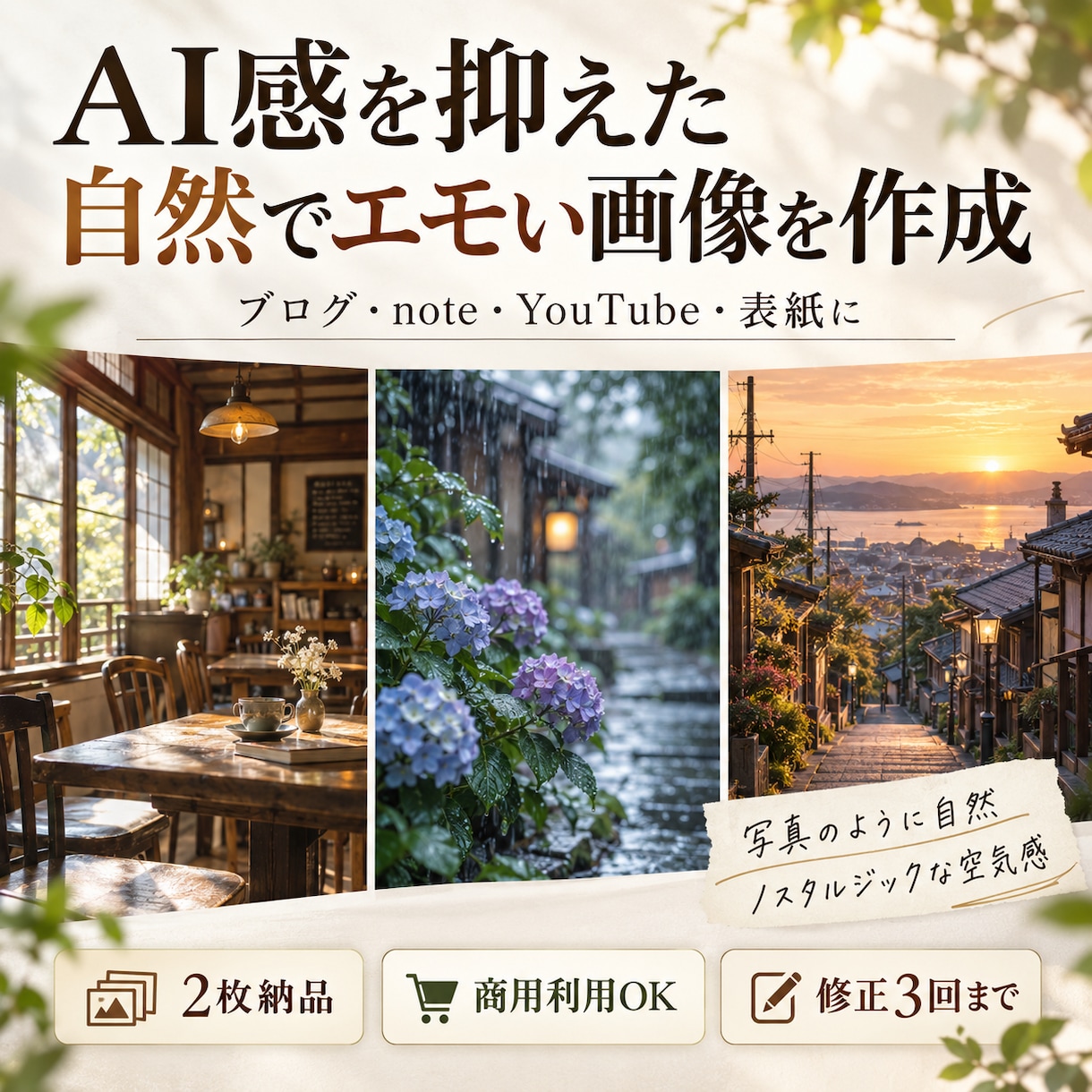 AI感ゼロ！エモい和風・カフェ画像作成します 実写クオリティ!AIっぽさを排除した、高品質な画像を作ります イメージ1