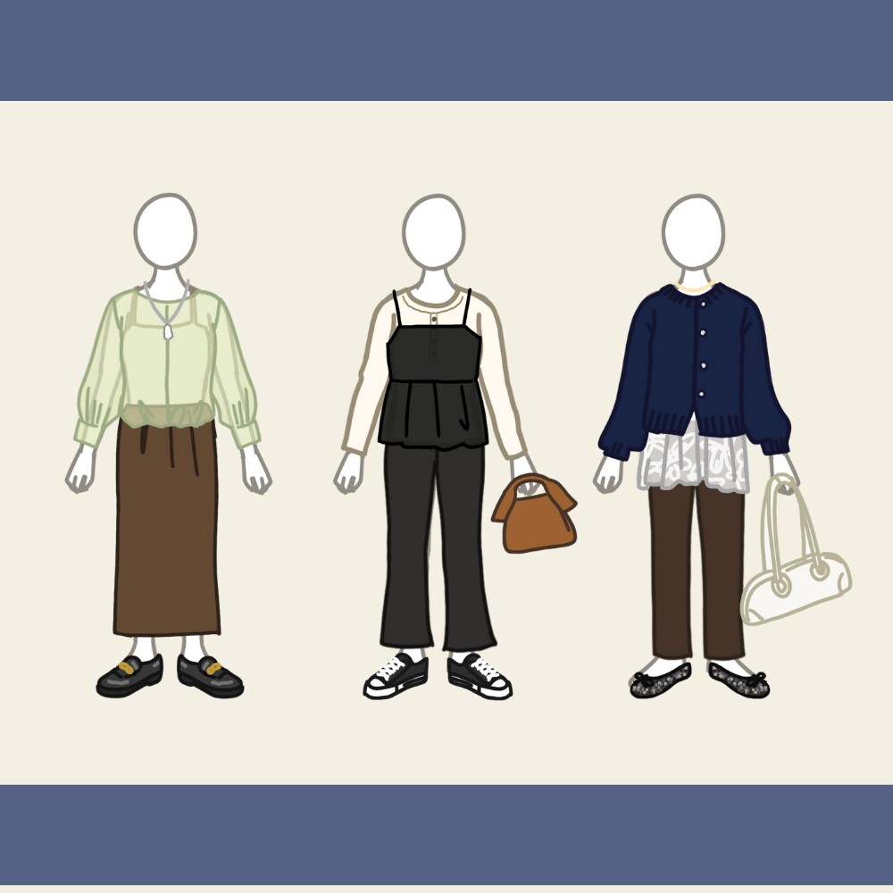 商用可｜シンプルなコーディネートイラスト描きます ファッションや小さなアイテムモチーフをイラストにしませんか？ イメージ2