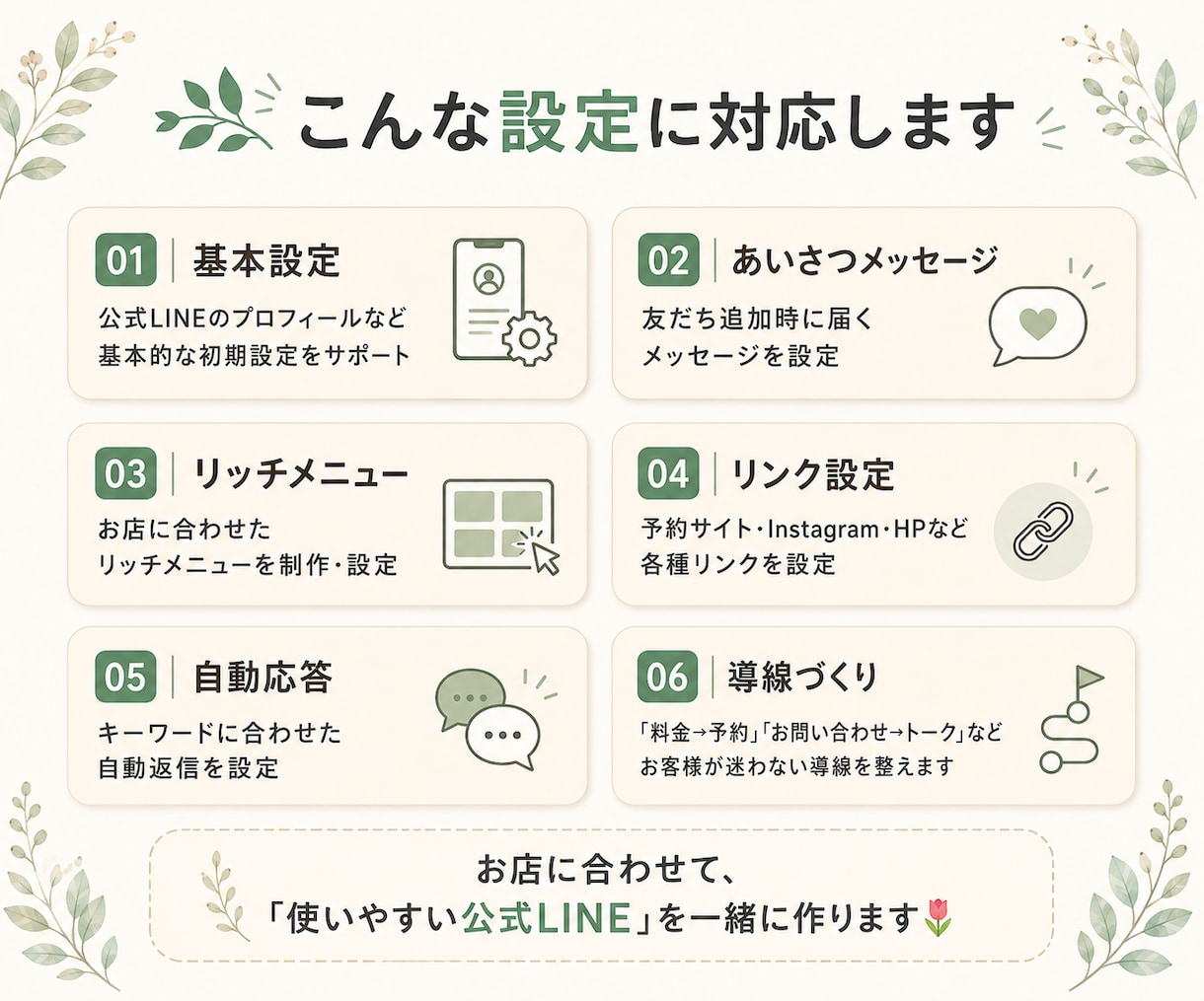 公式LINE初期構築・設定を丸ごとサポートします 「作ったけど使い方が分からない…」を解決します イメージ3