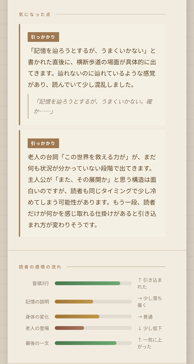 読者目線で小説・シナリオの感想をお送りします 読後の余韻や気になった点を、一般読者として率直に言語化します イメージ5