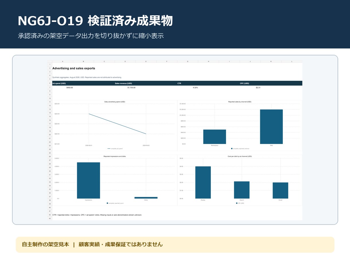広告・売上CSVを集計し可視化します 集計済みデータの指標と要確認を整理します イメージ2