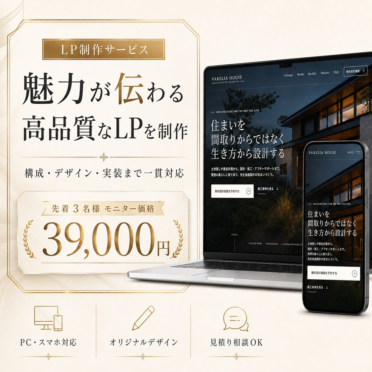 魅力が伝わる高品質なLPを制作します 構成・デザイン・導線設計から実装まで一貫対応 イメージ1