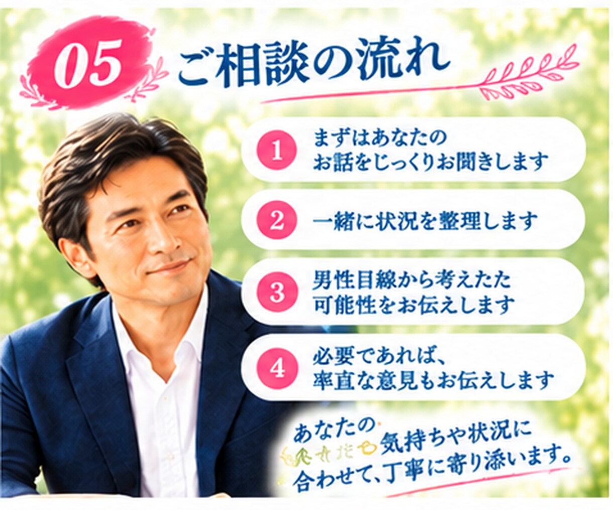 男性目線で男心を本音で読み解きます 彼の気持ちが分からない…そんな女性の悩みに寄り添います イメージ5