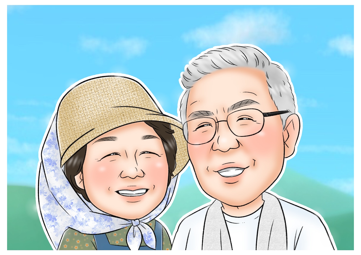 還暦 古希 喜寿 米寿 長寿のお祝い似顔絵描きます 大人数が人気！そっくりで可愛い、優しくあたたかい似顔絵です イメージ6