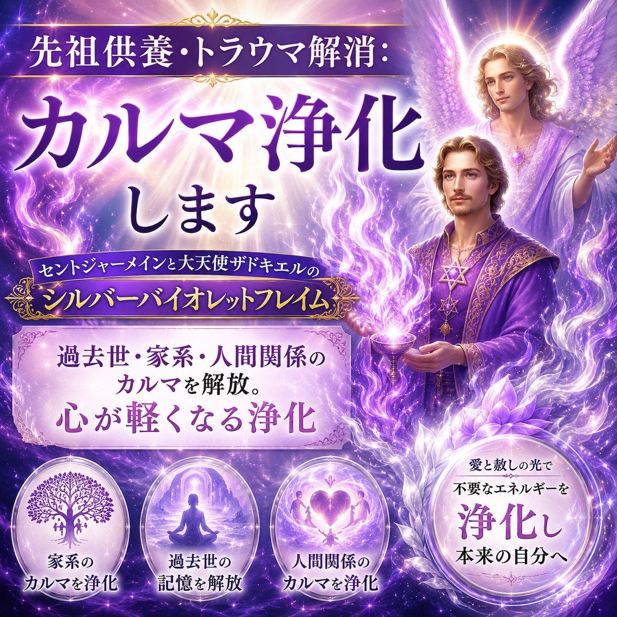 先祖供養・トラウマ解消：カルマ浄化します 過去世・家系・人間関係のカルマを解放。心が軽くなる浄化 イメージ1