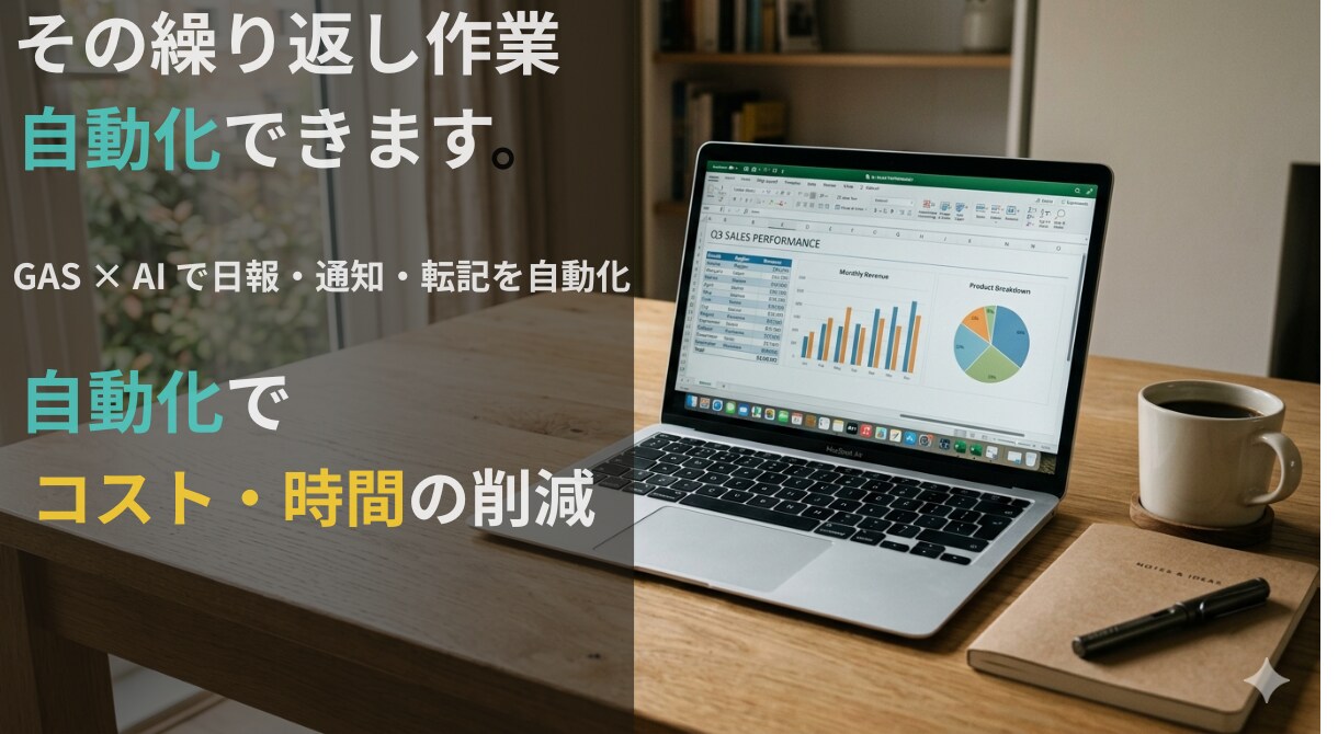 中小企業の毎日1時間作業を5分に自動化します 毎日の繰り返し作業をAIで自動化。時間とコストを削減します イメージ1