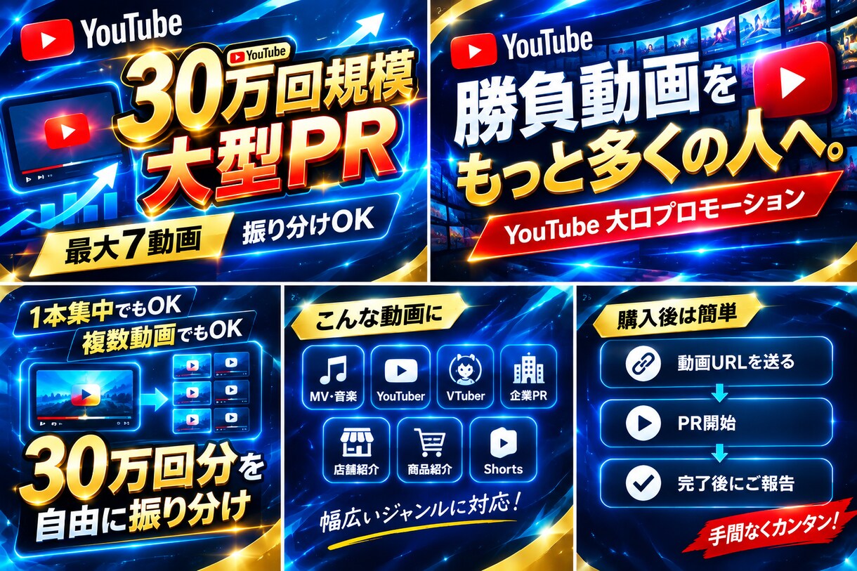 YouTube動画を30万回規模でPRします 大口プロモーションで勝負動画の認知拡大をサポート イメージ1