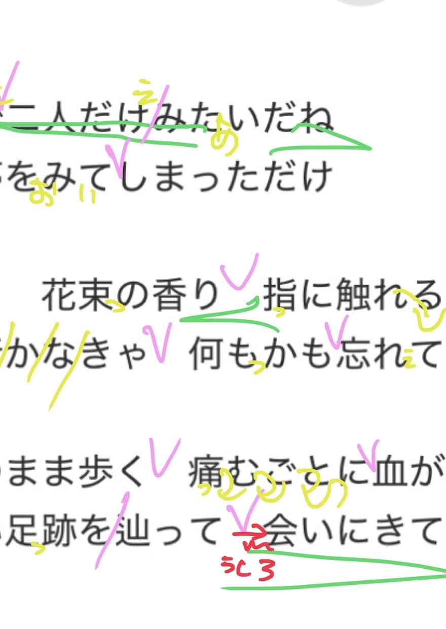 歌詞に書き込み！歌い方のコツ解説します 歌詞に直接コツを書き込み、歌い方が一目で分かります イメージ3